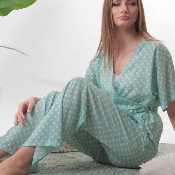 NWT Cotton Muslin Kimono Pajama Set - Picture 1 of 5